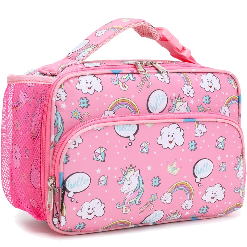 FlowFly Kids Lunch box Insulated Soft Bag Mini Cooler Back to School Thermal Meal Tote Kit for Girls, Boys, Rainbow - Image 1